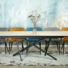 Table en céramique extensible aspect bois pied croisé 180-280 cm LOMBARDIE