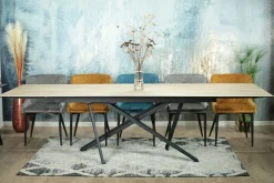 Table en céramique extensible aspect bois pied croisé 180-280 cm LOMBARDIE