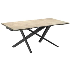 Table en céramique extensible aspect bois pied croisé 180-280 cm LOMBARDIE