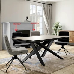 Table en céramique extensible aspect bois pied croisé 180-280 cm LOMBARDIE