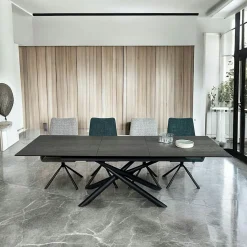 Table en céramique grise avec pied mikado 180-240 cm LOMBARDIE