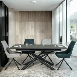Table en céramique grise avec pied mikado 180-240 cm LOMBARDIE