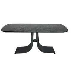 Table en verre ondulé noir extensible 180-260 cm LIGURIE