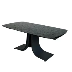 Table en verre ondulé noir extensible 180-260 cm LIGURIE