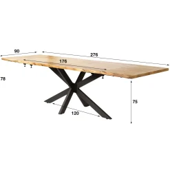 Table extensible 175/275 acacia bords irréguliers MELBOURNE