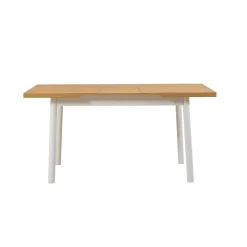 Table extensible blanche plateau effet bois 120-153 cm ARDEN