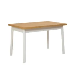 Table extensible blanche plateau effet bois 120-153 cm ARDEN