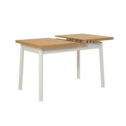 Table extensible blanche plateau effet bois 120-153 cm ARDEN