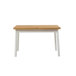 Table extensible blanche plateau effet bois 120-153 cm ARDEN