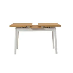 Table extensible blanche plateau effet bois 120-153 cm ARDEN