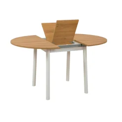 Table extensible blanche plateau effet bois Ø100-131 cm ARDEN