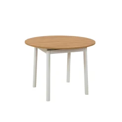 Table extensible blanche plateau effet bois Ø100-131 cm ARDEN