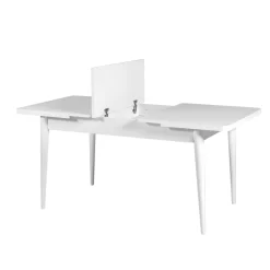 Table extensible blanche, rangement intégré 130-165 cm ORINA