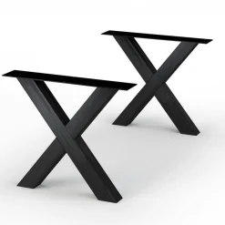 Table extensible bois blanc bords droits pieds en X 180 cm PALERME