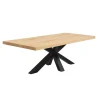 Table extensible bois blanc bords droits pied noir 220 cm PALERME