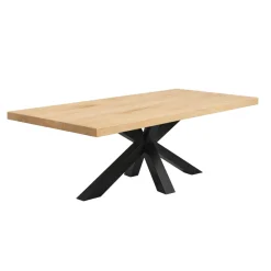 Table extensible bois blanc bords droits pied noir 220 cm PALERME