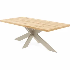 Table extensible bois blanc bords droits pied grège fin 200 cm PALERME