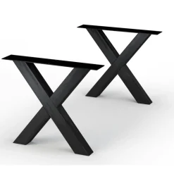 Table extensible bois blanc bords droits pieds en X 220 cm PALERME