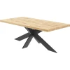 Table extensible bois blanc bords droits pied noir fin 220 cm PALERME