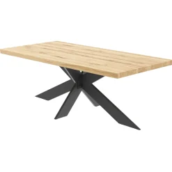 Table extensible bois blanc bords droits pied noir fin 220 cm PALERME