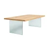 Table extensible bois blanc bords droits pieds verre 200 cm PALERME