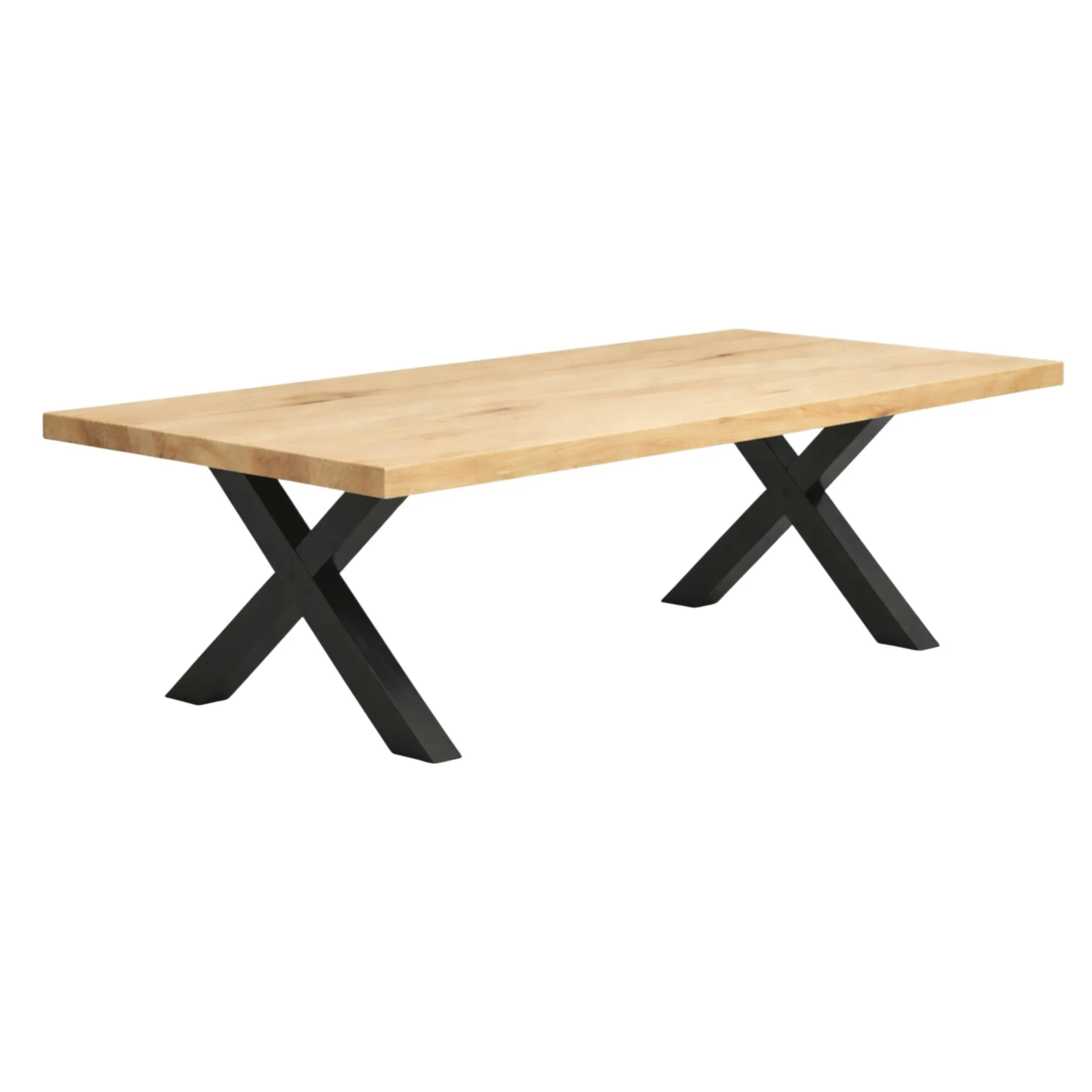 Table extensible bois blanc bords droits pieds en X 200 cm PALERME