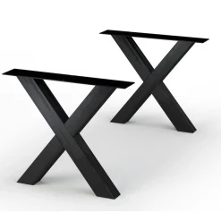 Table extensible bois blanc bords droits pieds en X 200 cm PALERME