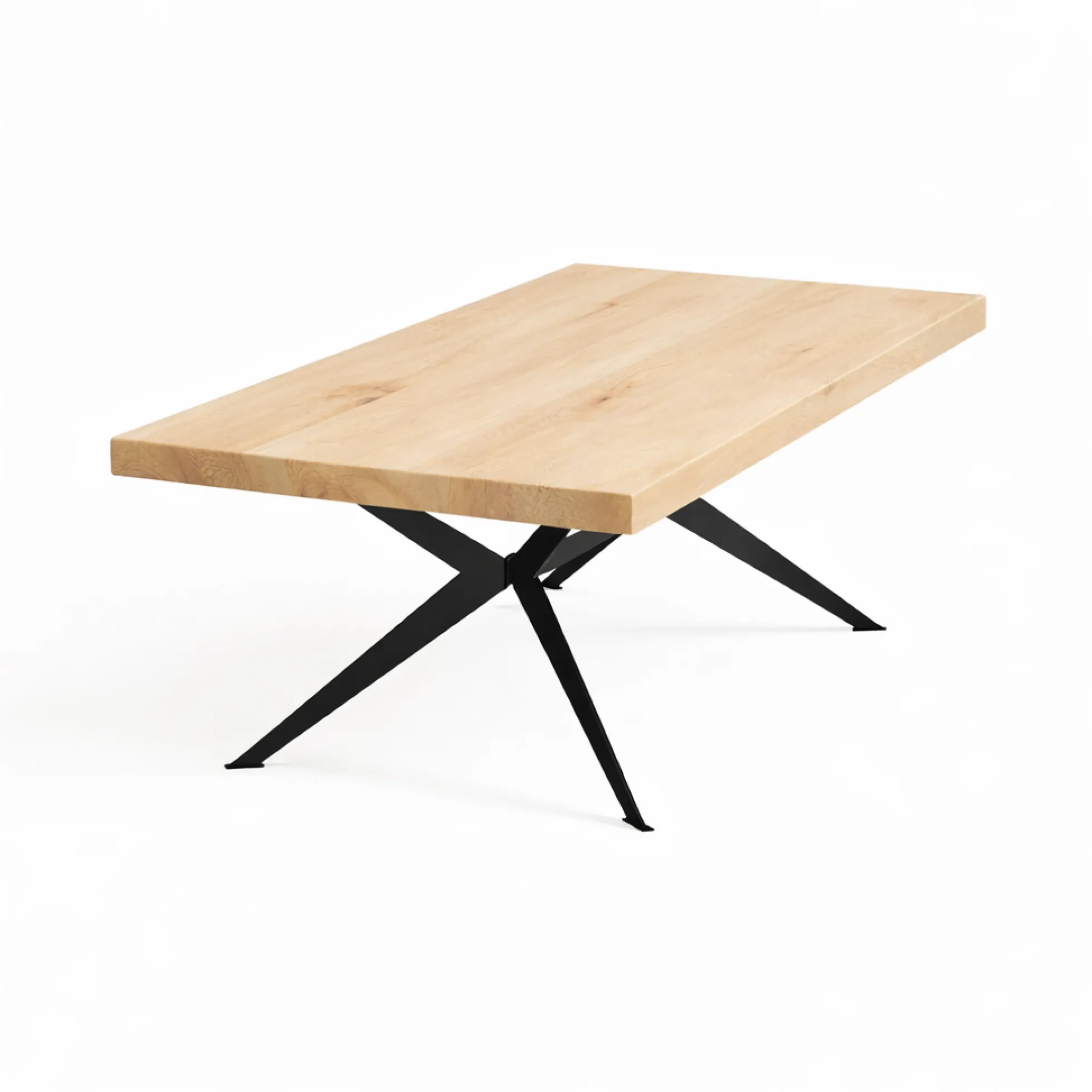 Table extensible bois blanc bords droits pied graphique 240 cm PALERME