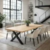Table extensible bois blanc bords droits pieds en X 240 cm PALERME