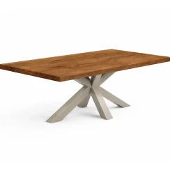 Table extensible bois brun bords droits pied grège 200 cm PALERME