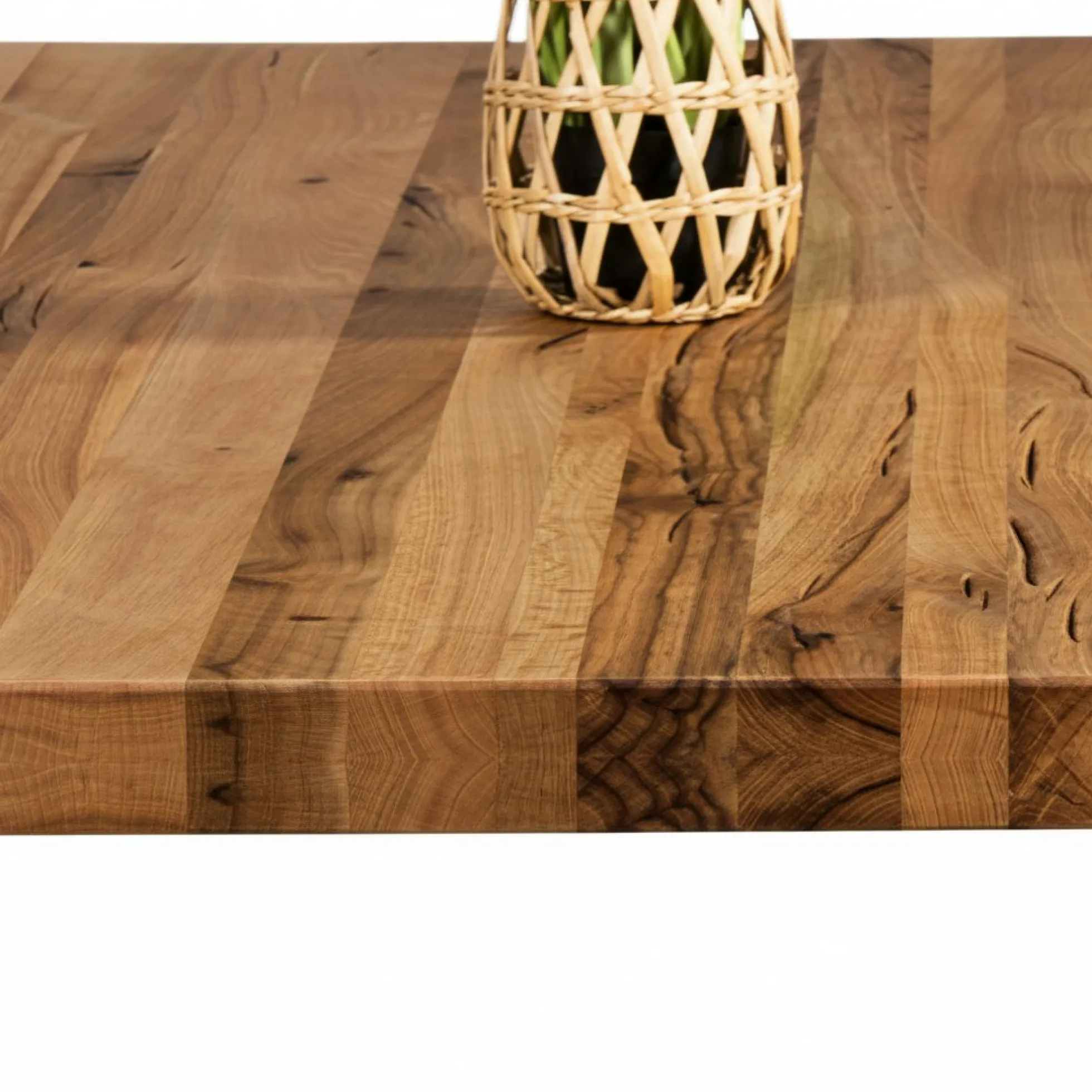 Table extensible bois brun bords droits pieds verre 220 cm PALERME