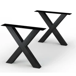Table extensible bois brun bords droits pieds en X 220 cm PALERME