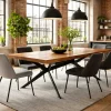 Table extensible bois brun bords droits pied graphique 200 cm PALERME