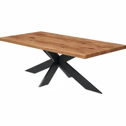 Table extensible bois brun bords droits pied noir fin 240 cm PALERME