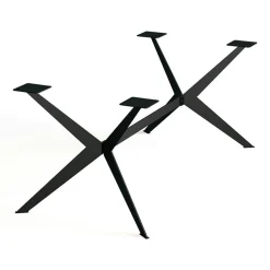 Table extensible bois brun bords droits pied graphique 240 cm PALERME