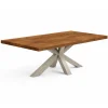 Table extensible bois brun bords droits pied grège 240 cm PALERME