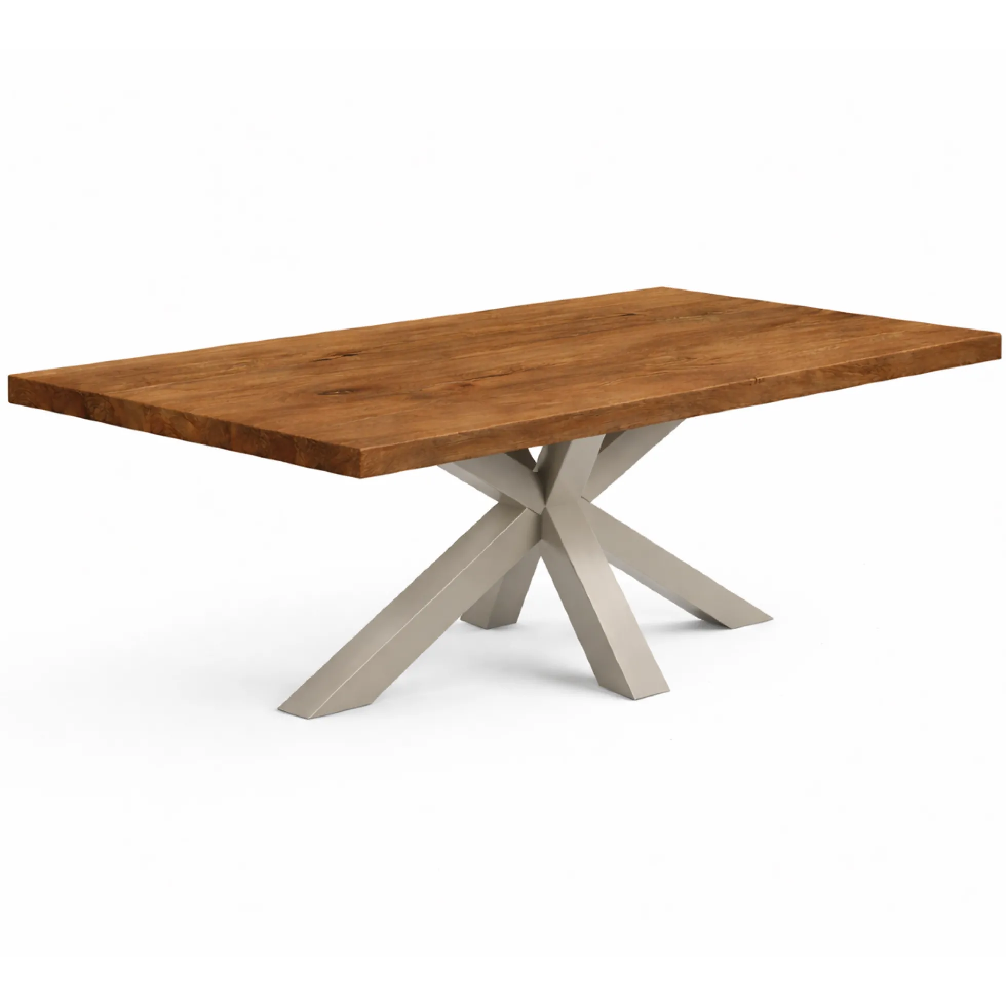 Table extensible bois brun bords droits pied grège 240 cm PALERME
