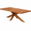 Table extensible bois brun bords droits pied bois 200 cm PALERME