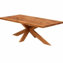 Table extensible bois brun bords droits pied bois 200 cm PALERME
