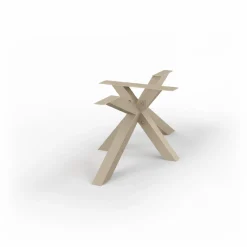 Table extensible bois brun bords droits pied grège 180 cm PALERME