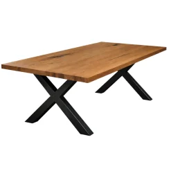 Table extensible bois brun bords droits pieds en X 180 cm PALERME