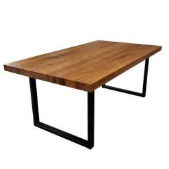 Table extensible bois de chêne brun pieds en U 200 cm PALERME