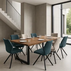 Table extensible bois de chêne brun pieds en U 200 cm PALERME
