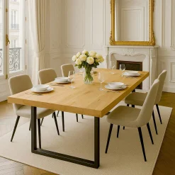 Table extensible bois de chêne huilé pieds en U 180 cm PALERME