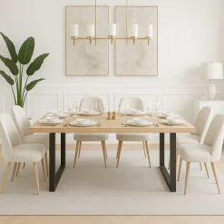 Table extensible bois de chêne blanc pieds en U 220 cm PALERME