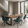 Table extensible bois de chêne brun pieds en U 180 cm PALERME