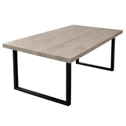 Table extensible bois de chêne grisé pieds en U 220 cm PALERME