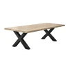 Table extensible bois grisé bords droits pieds en X 180 cm PALERME