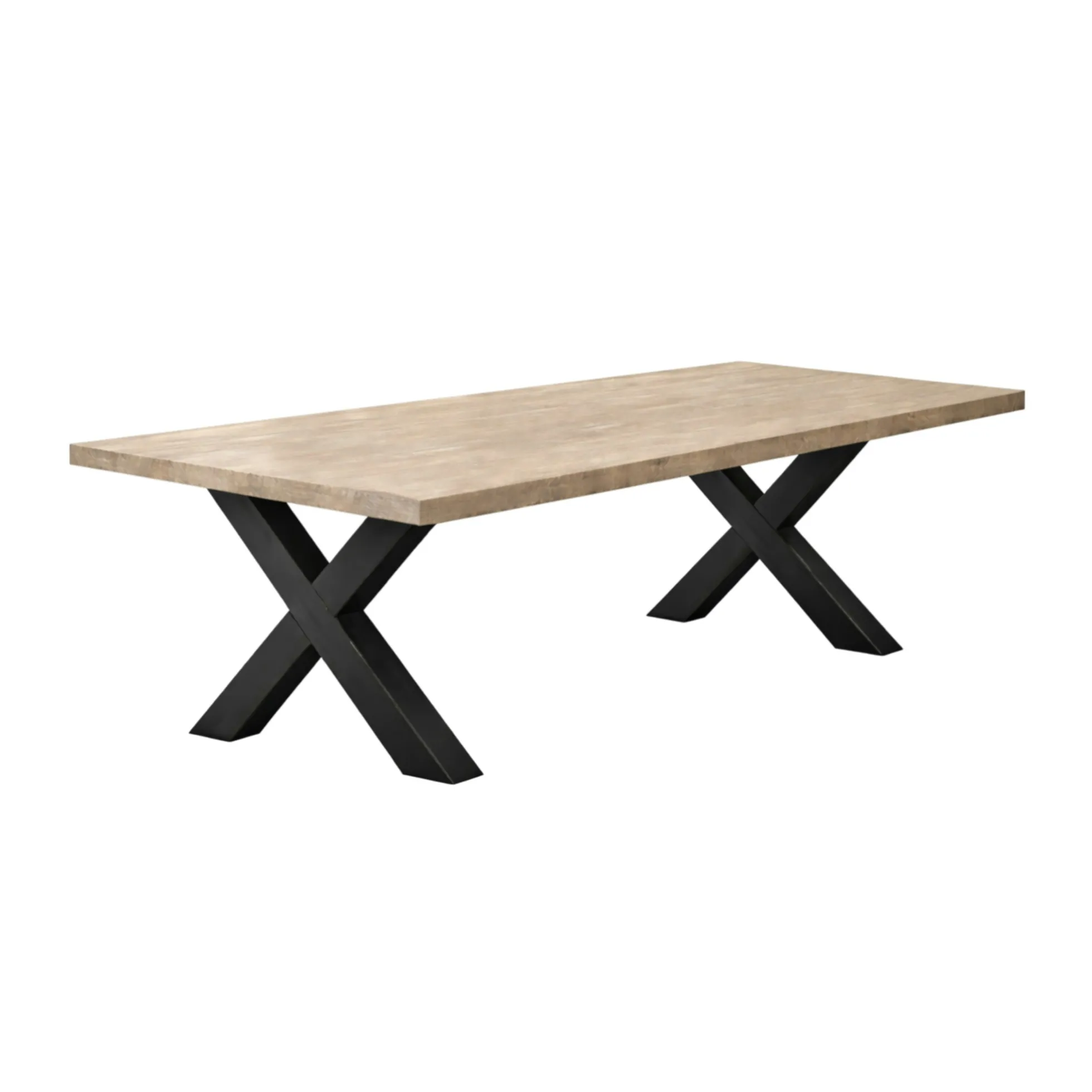 Table extensible bois grisé bords droits pieds en X 200 cm PALERME