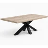 Table extensible bois grisé bords droits pied noir 240 cm PALERME